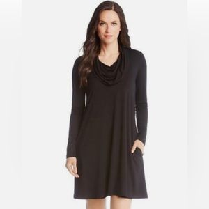 Jones New York Women's Size 16 Black Satin  Long Sleeve Flowy Dress